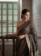 Georgette silk butta design saree with banarasi work