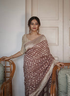 Georgette silk butta design saree with banarasi work