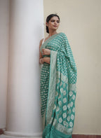 Georgette silk butta design saree with banarasi work