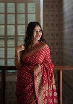 Georgette silk butta design saree with banarasi work