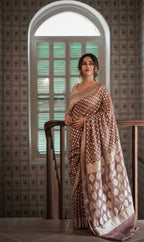 Georgette silk butta design saree with banarasi work