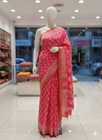 Sanganeri Print Kota Silk Bhagalpuri Saree with running blouse