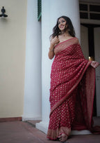 Georgette silk butta design saree with banarasi work