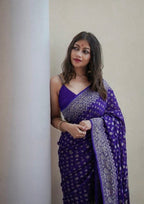 Georgette silk butta design saree with banarasi work