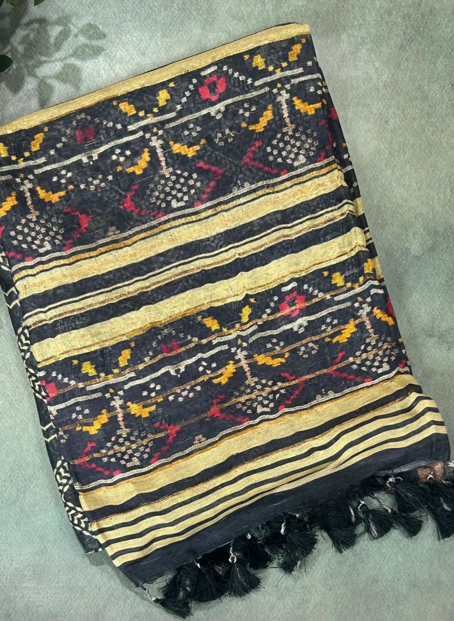 Premium Black pure linen saree