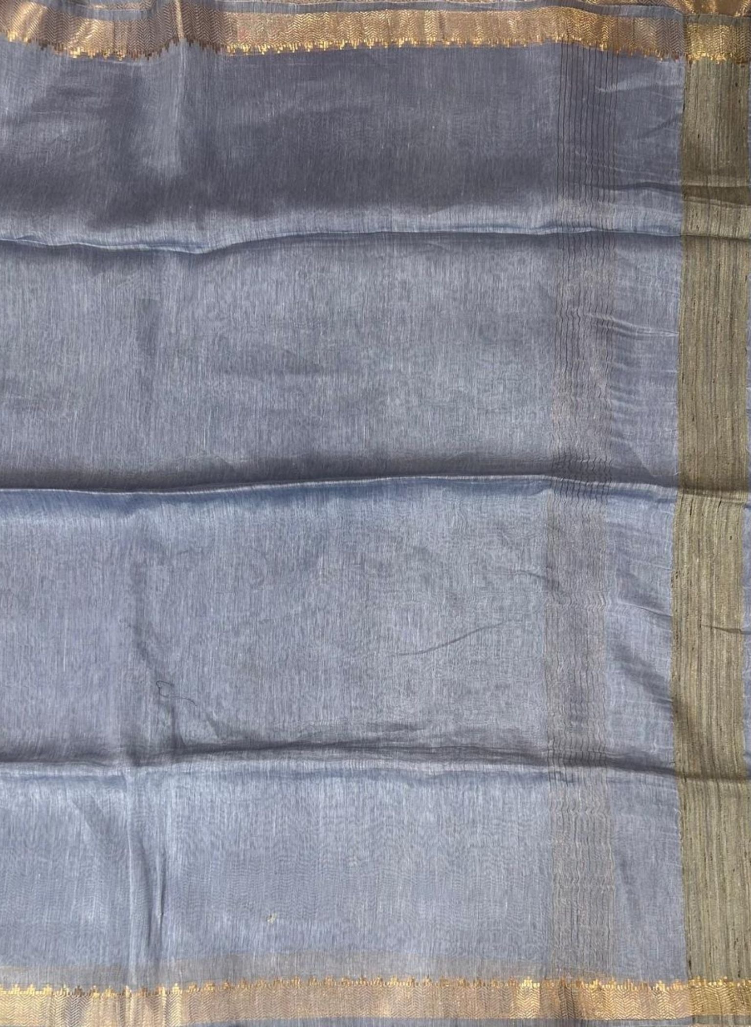 Premium Pastel blue pure linen saree